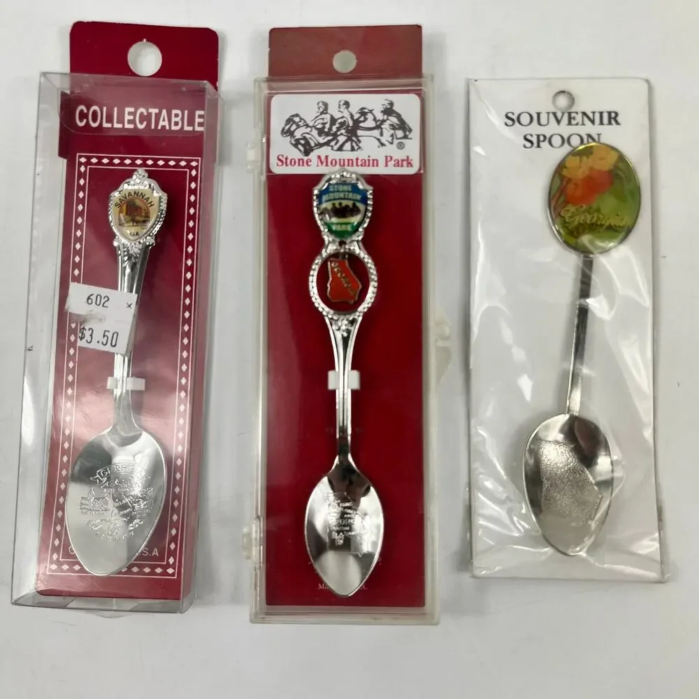 Vtg Souvenir Collector Spoon x7 Lot Georgia Florida Charleston Stone Mountain SC